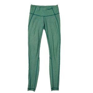 lululemon Wunder Under Leggings Green Teal Wee Stripe Mid‎ Rise Women's size 4
